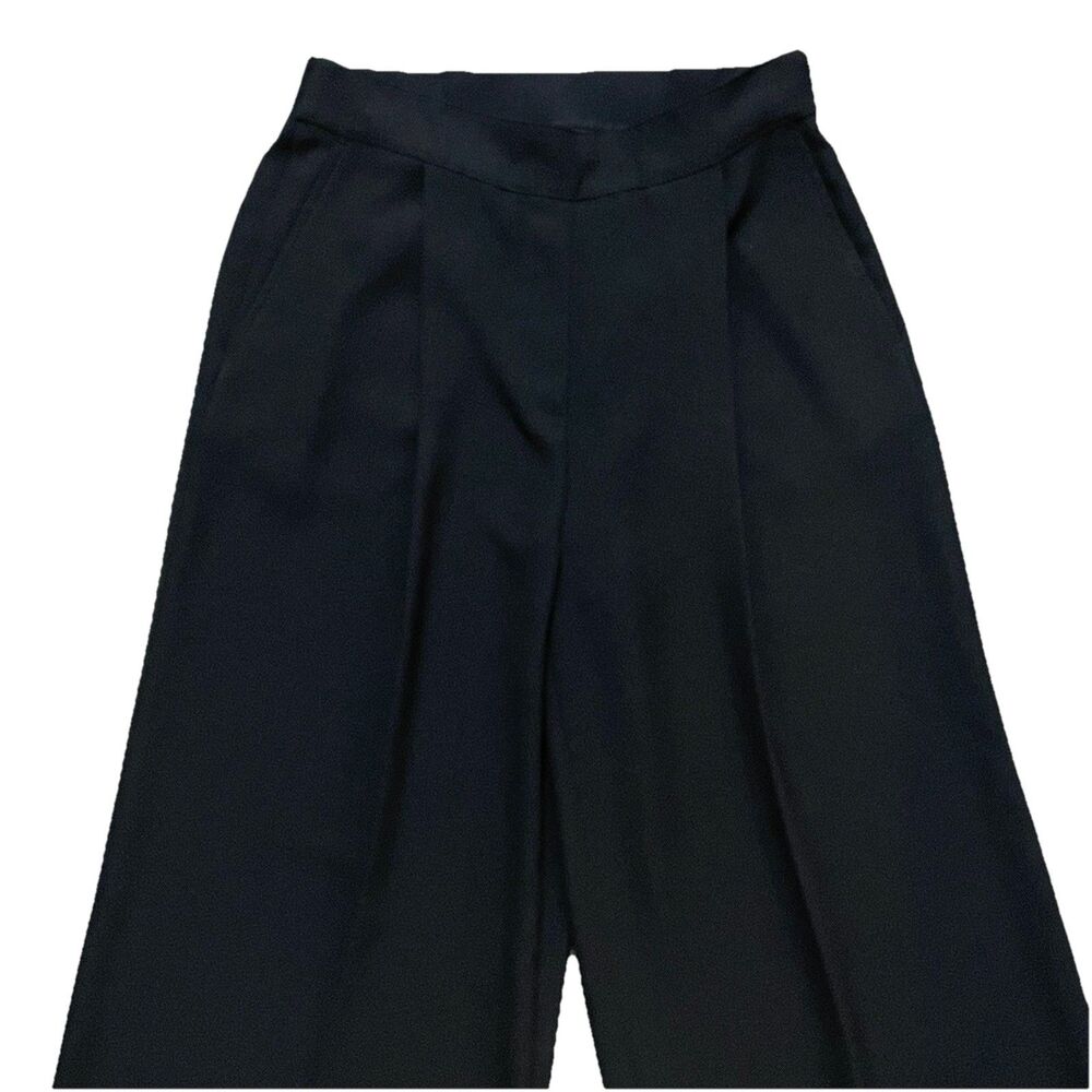 Spanx Carefree Crepe Pleated Black Wide Leg Pants Women’s Medium - Picture 3 of 9